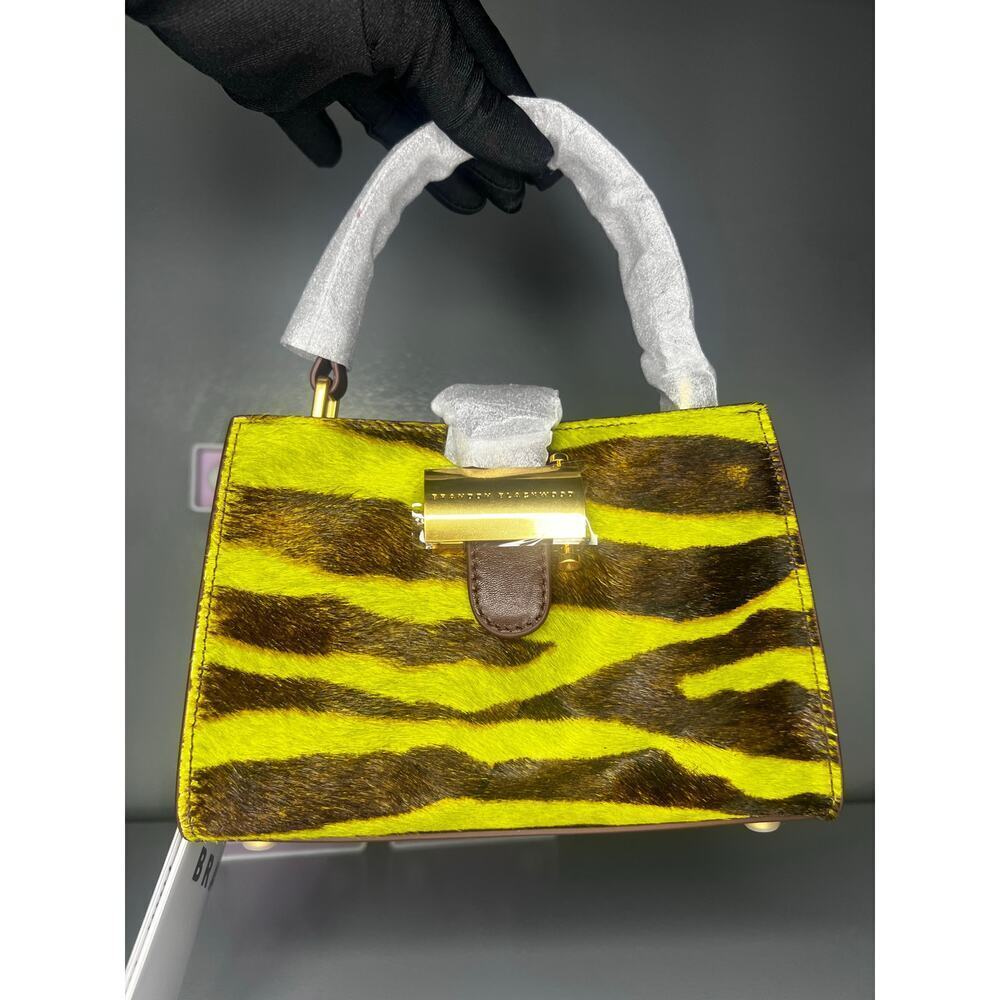 Brandon Blackwood Jordi Bag in Green Zebra Ponyhair with Brass Hardware